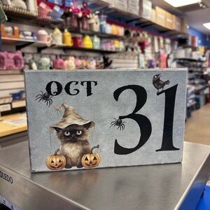 Halloween Cat Decor Sign